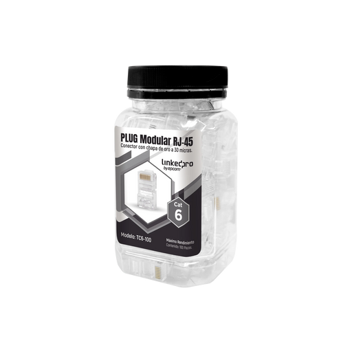 BOTE CON 100 PIEZAS DE PLUG MODULAR RJ45 CAT6 SIN BLINDAJE, CHAPADO DE ORO A 30 MICRAS PARA DURABILIDAD EXTREMA-Jacks / Plugs-LINKEDPRO-Bsai Seguridad & Controles
