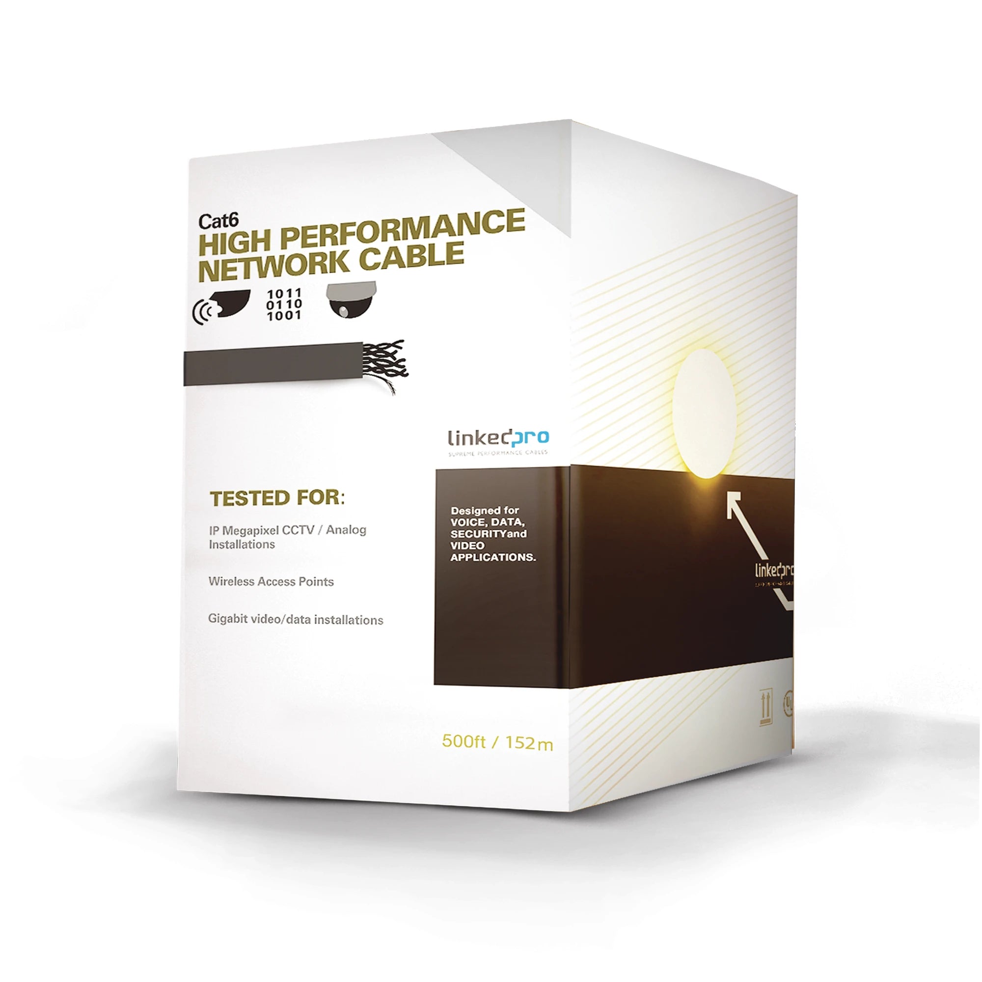 CABLE CAT6+ CALIBRE 23 UTP, INTEMPERIE CON GEL DOBLE CHAQUETA, UL, CON GARANTÍA DE 25 AÑOS, COLOR NEGRO DE 152.5 METROS, PARA CLIMAS EXTREMOS-Cableado-LINKEDPRO-Bsai Seguridad & Controles