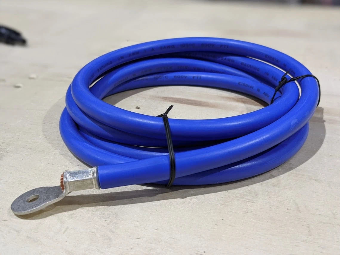 CABLE PARA BATERIAS, 2.2 M AZUL CALIBRE 2 AWG CON TERMINALES DE OJO EN AMBOS EXTREMOS-Energía Solar y Eólica-EPCOM POWERLINE-Bsai Seguridad & Controles