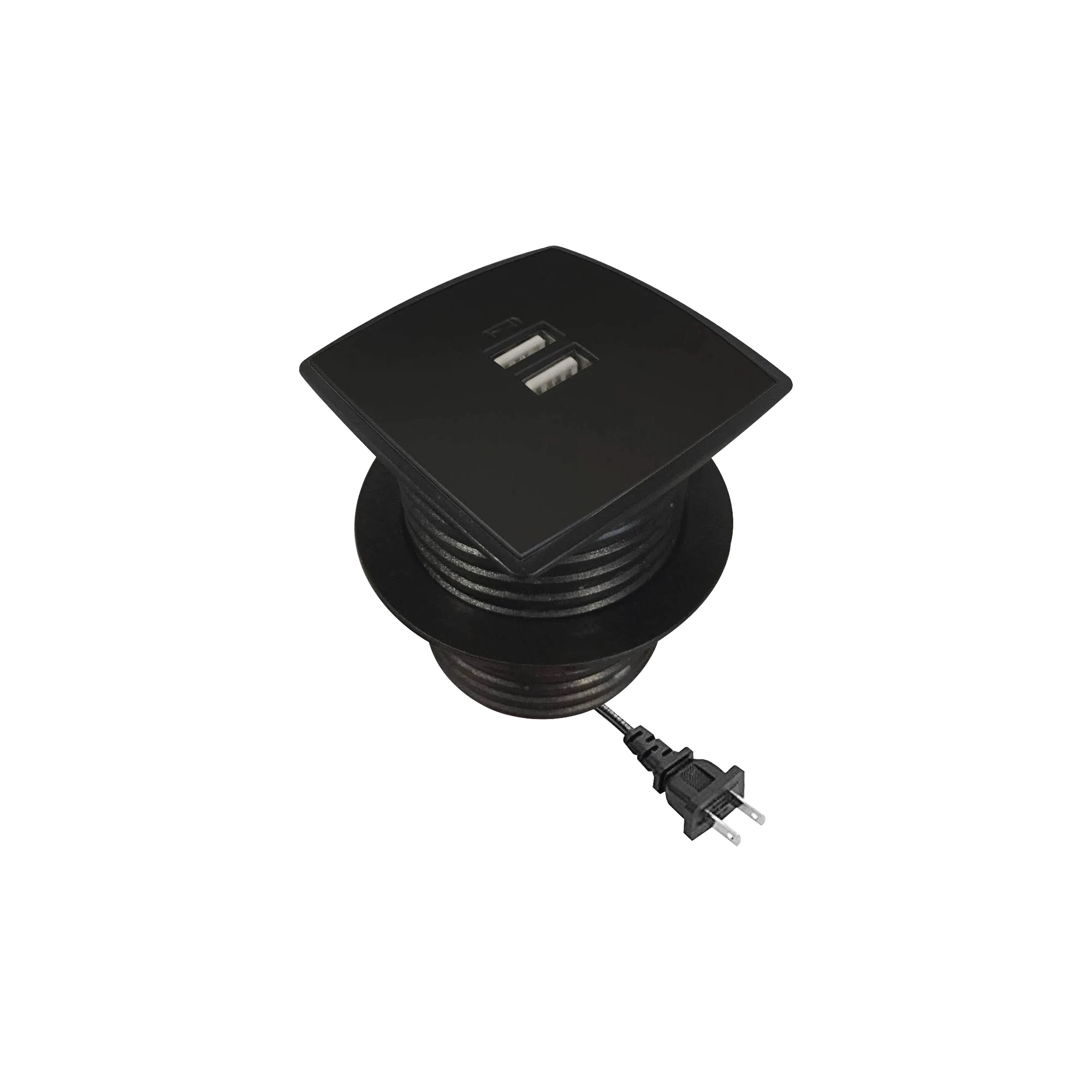 CAJA CUADRADA MULTY USB CON 2 PUERTOS USB Y CABLE DE CORRIENTE COLOR NEGRO-Cajas Superficiales-THORSMAN-Bsai Seguridad & Controles