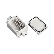 CAJA DE CONEXIÓN EXTERIOR CON CONEXIÓN LATERAL PARA 4 LÍNEAS (DOBLE TORNILLO). INCLUYE GLÁNDULAS.-Gabinetes para Exterior-PRECISION-Bsai Seguridad & Controles