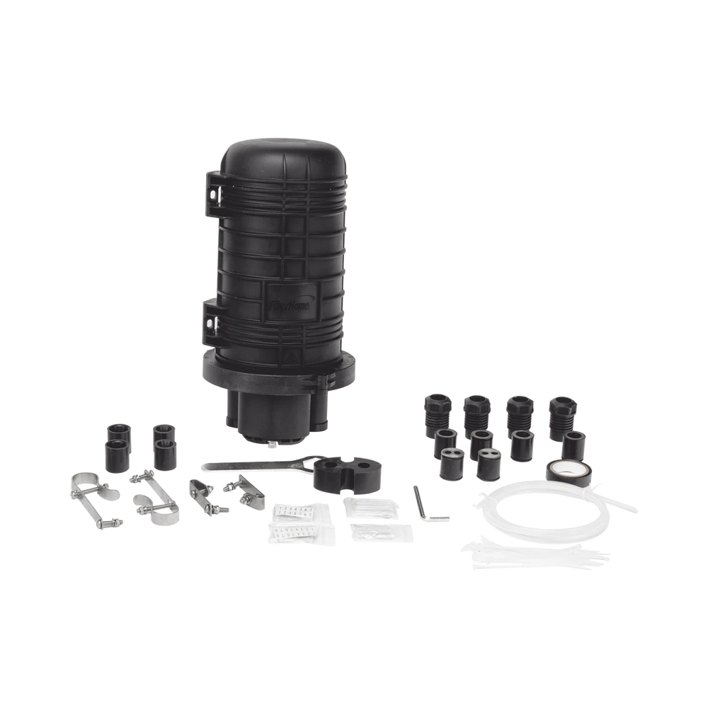 CAJA DE DISTRIBUCIÓN DE FIBRA OPTICA VERTICAL TIPO DOMO, HASTA 48 EMPALMES, EXTERIOR, IP68-Distribuidores de Fibra Optica-FIBERHOME-Bsai Seguridad & Controles