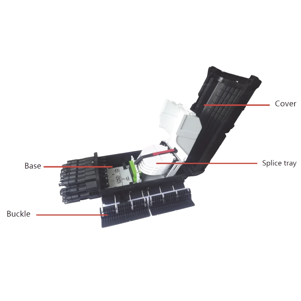 CAJA DE DISTRIBUCIÓN DE FIBRA ÓPTICA PARA 48 EMPALMES CON 16 ACOPLADORES SC/APC, ENTERRADO DIRECTO, IP68-Distribuidores de Fibra Optica-FIBERHOME-Bsai Seguridad & Controles
