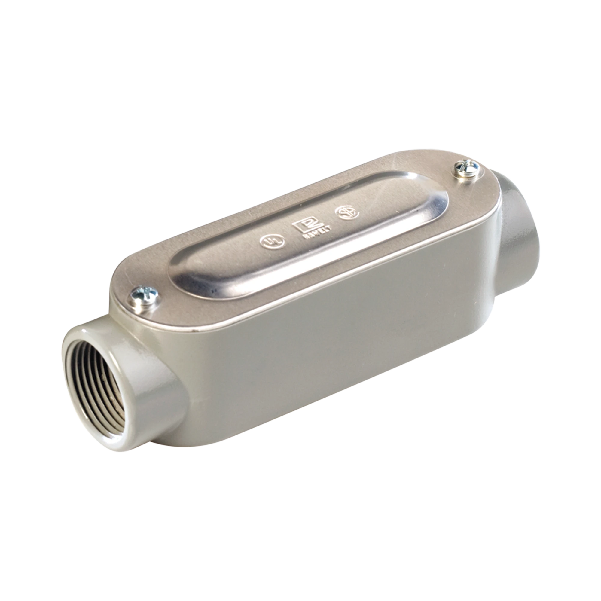 CAJA OVAL ROSCADA TIPO OC DE 1/2" (12.7 MM) INCLUYE TAPA Y TORNILLOS.-Tuberia Metalica-RAWELT-Bsai Seguridad & Controles