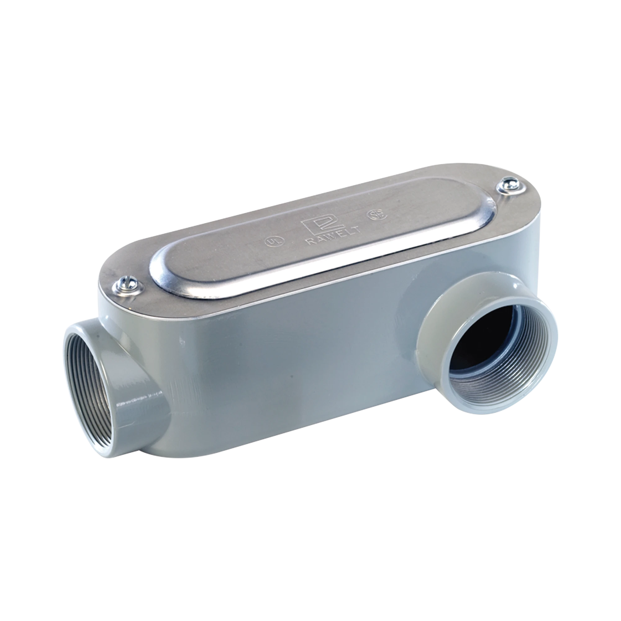 CAJA OVAL ROSCADA TIPO OLL DE 1/2" (12.7 MM) INCLUYE TAPA Y TORNILLOS.-Tuberia Metalica-RAWELT-Bsai Seguridad & Controles