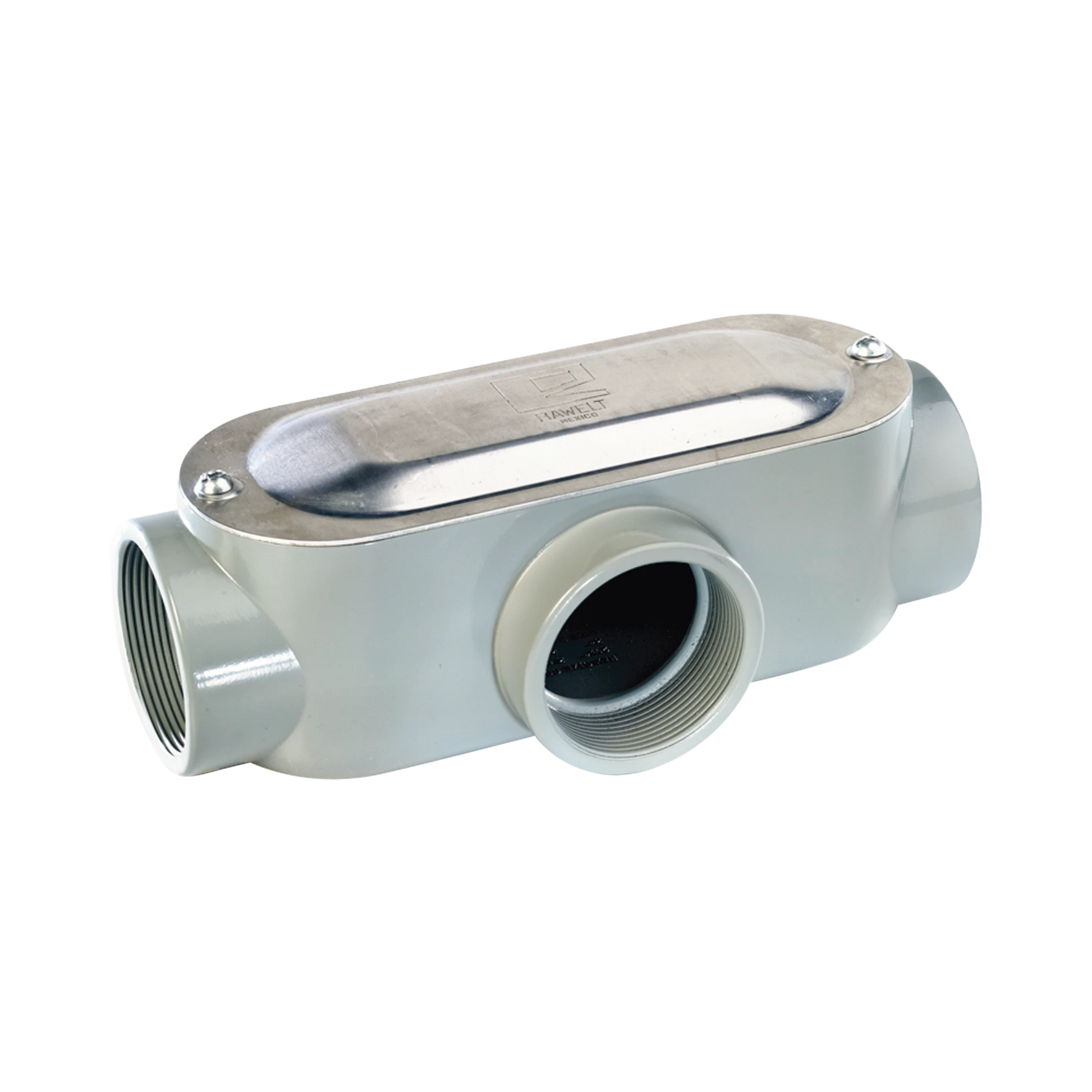 CAJA OVAL ROSCADA TIPO OT DE 3/4" (19.05 MM) INCLUYE TAPA Y TORNILLOS.-Tuberia Metalica-RAWELT-Bsai Seguridad & Controles