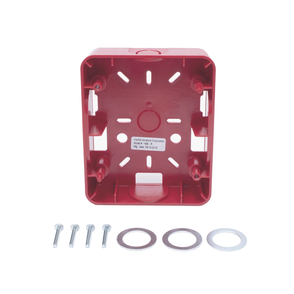 CAJA PARA MONTAJE DE SIRENA/ESTROBO, COLOR ROJO-Notificacion y Voceo-HOCHIKI-Bsai Seguridad & Controles