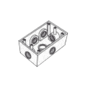 CAJA RECTANGULAR DE 1/2" ( 12.7 MM) TIPO RR, CON SEIS BOCAS A PRUEBA DE INTEMPERIE.-Tuberia Metalica-RAWELT-Bsai Seguridad & Controles