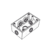 CAJA RECTANGULAR DE 3/4" ( 19.05 MM ) TIPO RR, CON SEIS BOCAS A PRUEBA DE INTEMPERIE.-Tuberia Metalica-RAWELT-Bsai Seguridad & Controles