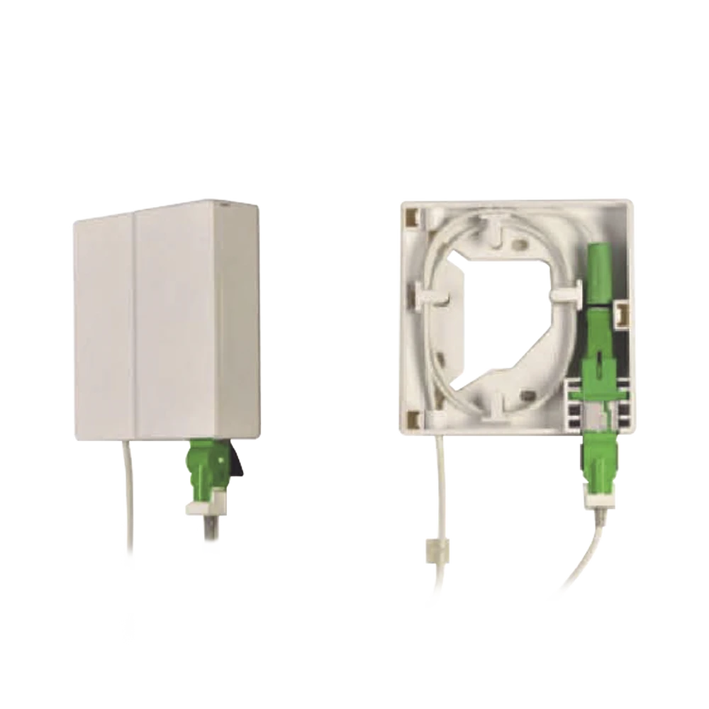 CAJA TERMINAL DE FIBRA OPTICA (ROSETA) CON UN ACOPLADOR SC/APC, COLOR BLANCO-Distribuidores de Fibra Optica-FIBERHOME-Bsai Seguridad & Controles