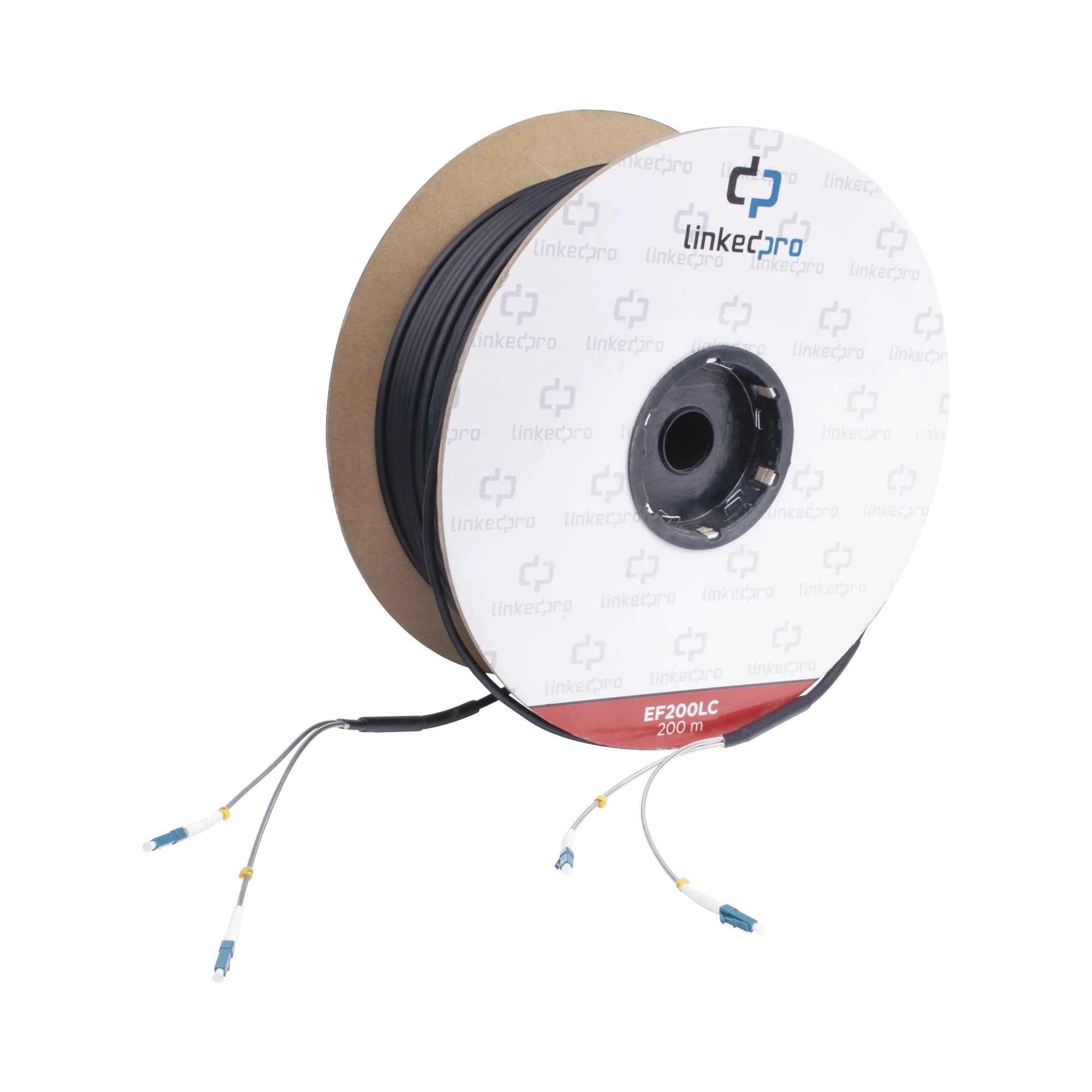 CARRETE DE FIBRA OPTICA MONOMODO CON CONECTORES LC-LC DUPLEX, REFORZADA CON KEVLAR, DE 200 METROS-Cable de Fibra Optica-LINKEDPRO BY EPCOM-Bsai Seguridad & Controles