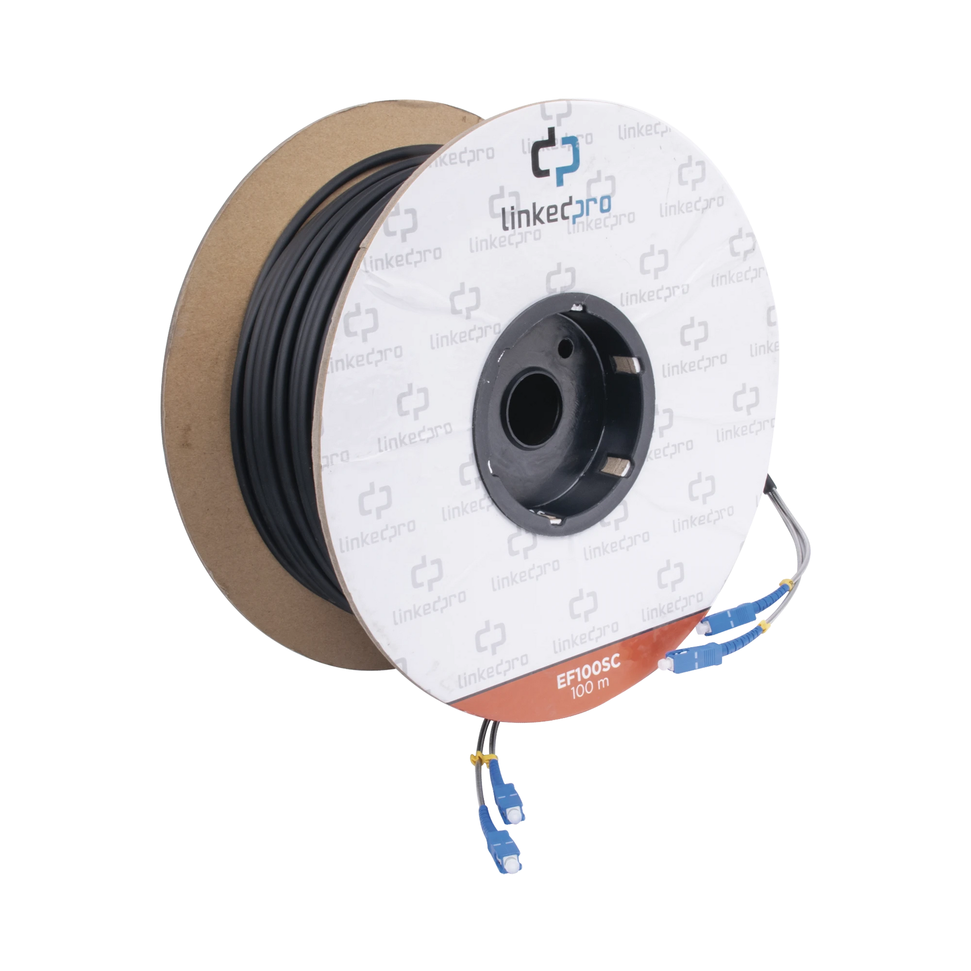 CARRETE DE FIBRA OPTICA MONOMODO CON CONECTORES SC-SC DUPLEX, REFORZADA CON KEVLAR, DE 100 METROS-Cable de Fibra Optica-LINKEDPRO BY EPCOM-Bsai Seguridad & Controles