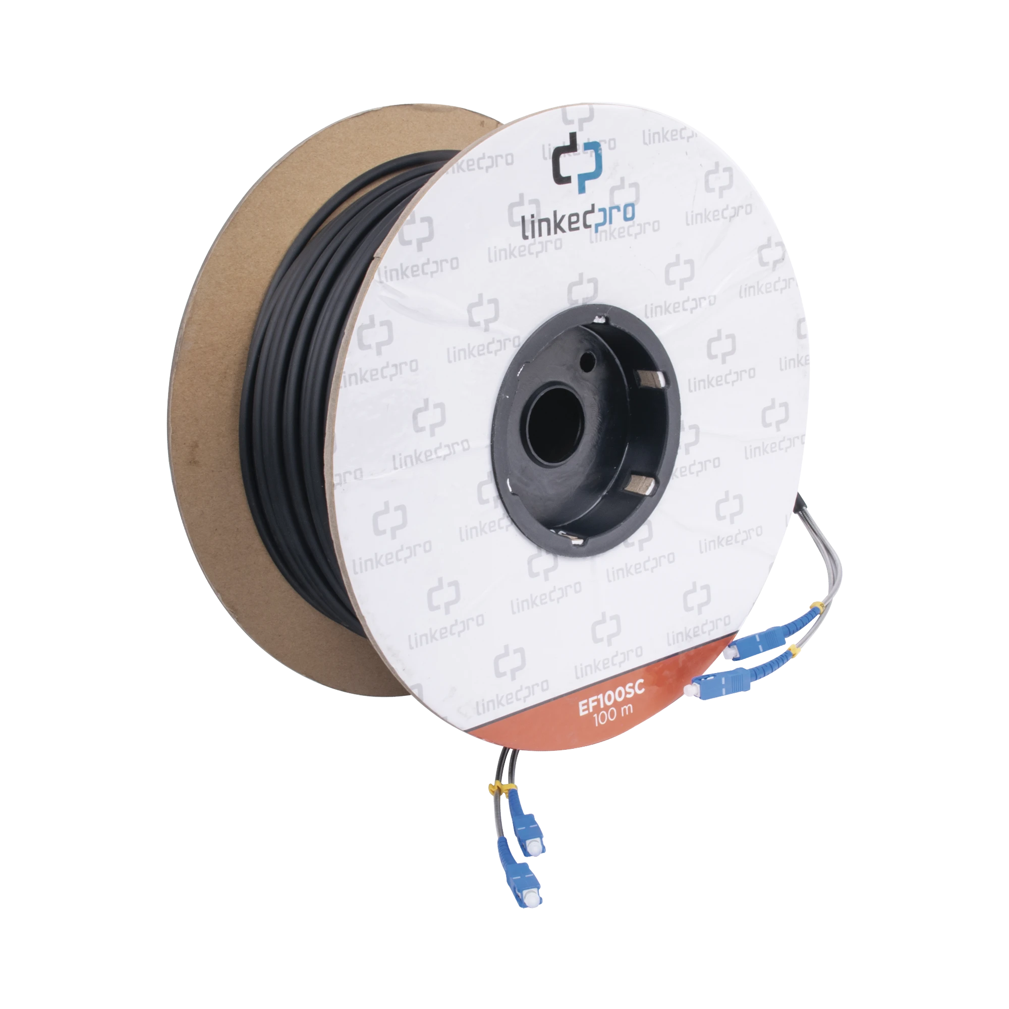 CARRETE DE FIBRA OPTICA MONOMODO CON CONECTORES SC-SC DUPLEX, REFORZADA CON KEVLAR, DE 100 METROS-Cable de Fibra Optica-LINKEDPRO BY EPCOM-Bsai Seguridad & Controles