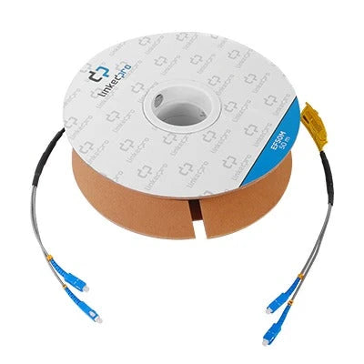 CARRETE DE FIBRA OPTICA MONOMODO CON CONECTORES SC-SC DUPLEX, REFORZADA CON KEVLAR, DE 50 METROS-Cable de Fibra Optica-LINKEDPRO BY EPCOM-Bsai Seguridad & Controles