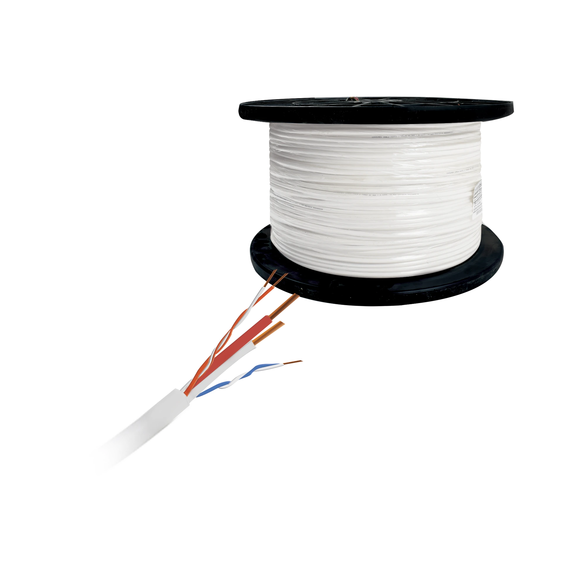 CARRETE DE ( 500 FT ), 152 M, 2 PARES CAT5E, + 1 PAR CALIBRE 16 PARA ALIMENTACIÓN, DE COLOR BLANCO, PARA APLICACIONES DE DOMOS PTZ A DISTANCIAS LARGAS , USO INTERIOR.-Cableado-CONDUMEX-Bsai Seguridad & Controles