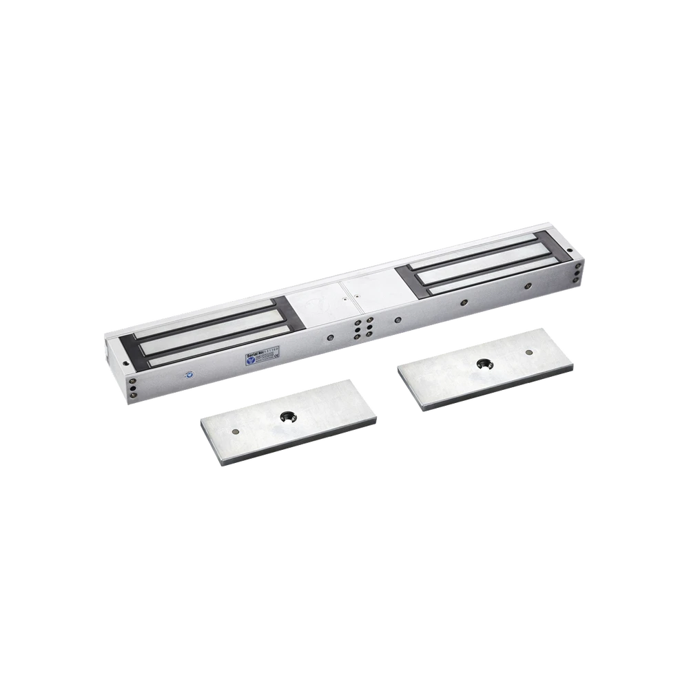 CHAPA MAGNÉTICA DOBLE PARA APLICACIÓN EN PUERTAS DE DOBLE HOJA. 1200 LBS(X 2). LED-Chapas Magnéticas-ACCESSPRO-Bsai Seguridad & Controles