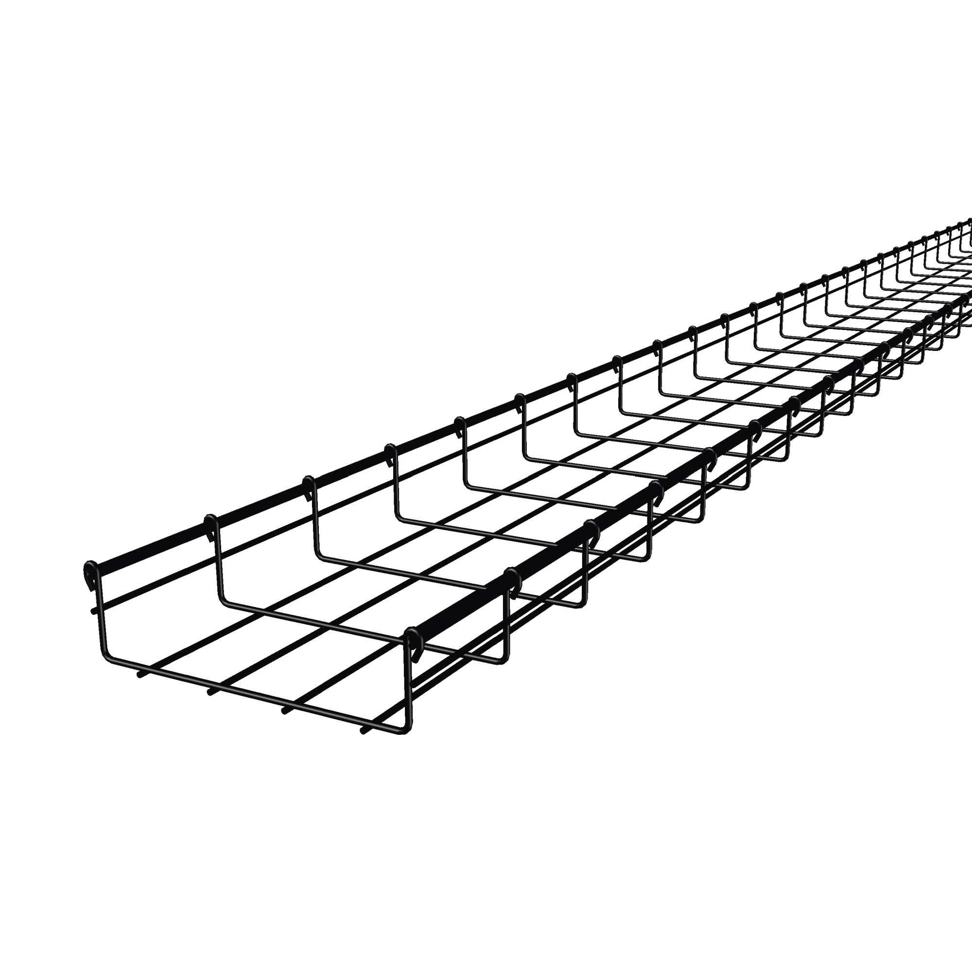 CHAROLA TIPO MALLA 66/200 MM CON BAÑO DE PINTURA EPOXICA EN COLOR NEGRO, HASTA 210 CABLES UTP CAT6, TRAMO 3 M-Accesorios Charola-CHAROFIL-Bsai Seguridad & Controles