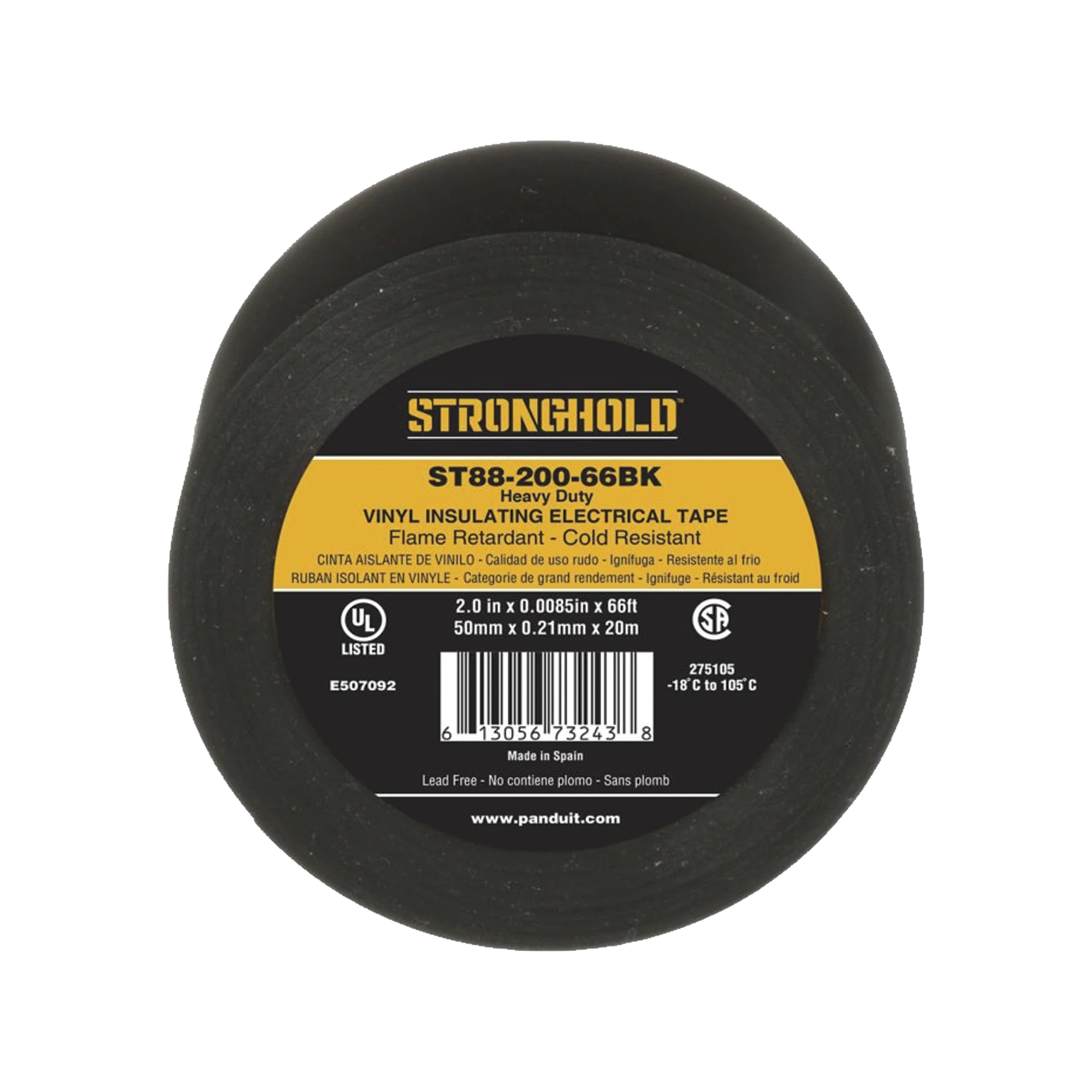 CINTA ELECTRICA PARA AISLAR, DE PVC, TRABAJO PESADO, GROSOR DE 0.21 MM (8.5 MIL), ANCHO DE 50 MM, Y 20 M DE LARGO, USO INTERIOR/EXTERIOR, COLOR NEGRO-Fijacion-PANDUIT-Bsai Seguridad & Controles