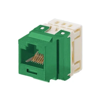 CONECTOR JACK ESTILO 110 (DE IMPACTO), TIPO KEYSTONE, CATEGORÍA 5E, DE 8 POSICIONES Y 8 CABLES, COLOR VERDE-Jacks / Plugs-PANDUIT-Bsai Seguridad & Controles