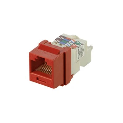 CONECTOR JACK ESTILO TP, TIPO KEYSTONE, CATEGORÍA 6, DE 8 POSICIONES Y 8 CABLES, COLOR ROJO-Jacks / Plugs-PANDUIT-Bsai Seguridad & Controles