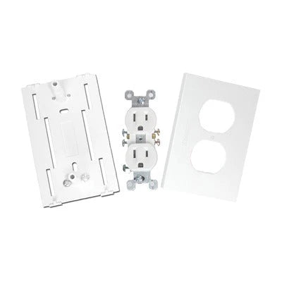 CONTACTO ELÉCTRICO DOBLE, SOPORTE Y TAPA COLOR BLANCO DE PVC AUTO EXTINGUIBLE, PARA CANALETA TEK100 (5591-10200)-Canaletas-THORSMAN-Bsai Seguridad & Controles