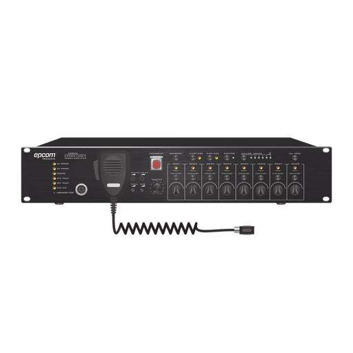 CONTROLADOR DE EVACUACIÓN DE 8 ZONAS, 500W DE POTENCIA, 2 SALIDAS, INDICADOR LED Y VOLUMEN INDEPENDIENTE PARA CADA ZONA, 6 ENTRADAS DE AUDIO, 24VCD-Megafonia y Audioevacuacion-EPCOM PROAUDIO-Bsai Seguridad & Controles
