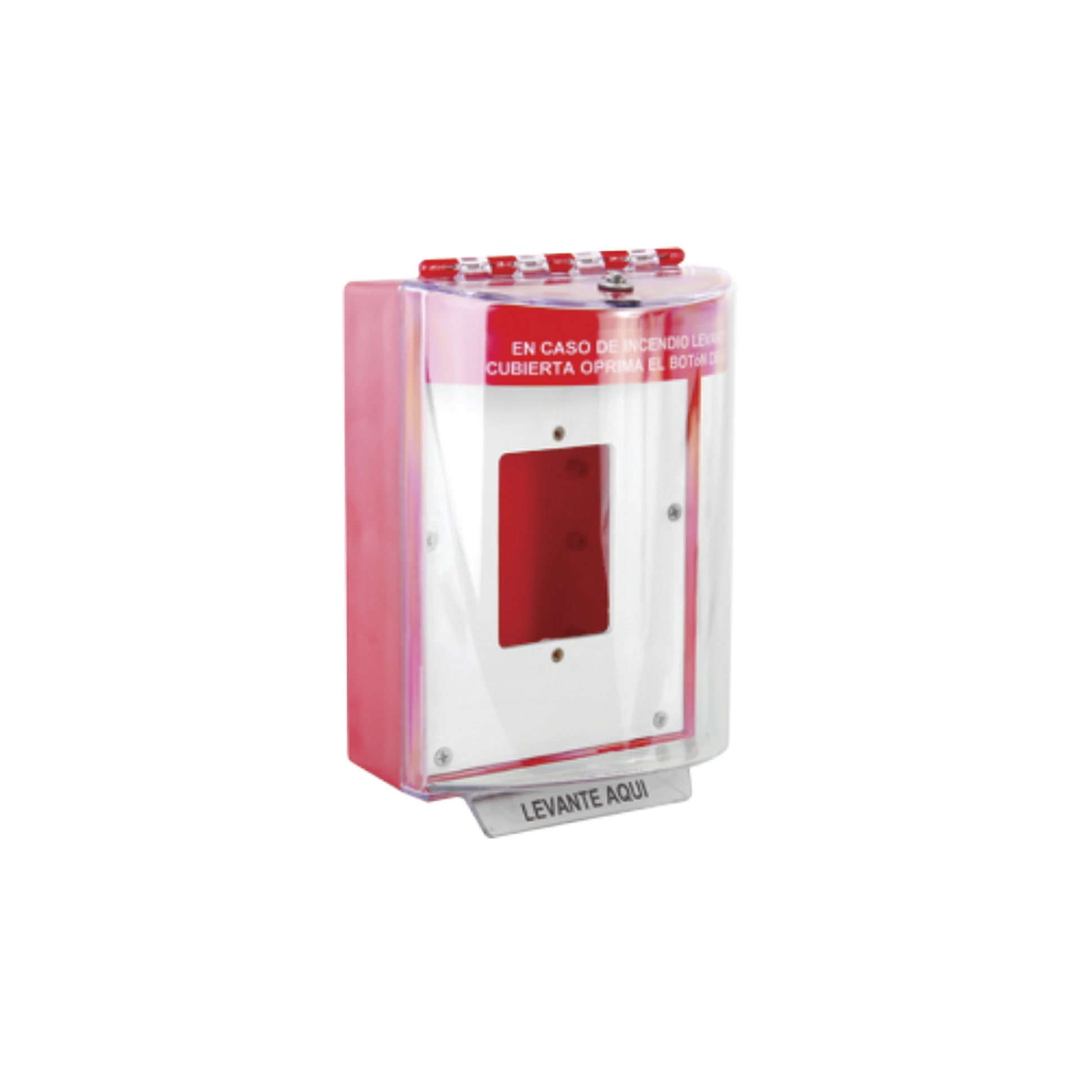 CUBIERTA UNIVERSAL CON ESPACIADOR Y PLACA DE MONTAJE, TEXTO DE INCENDIO EN ESPAÑOL-Dispositivos Convencionales-STI-Bsai Seguridad & Controles