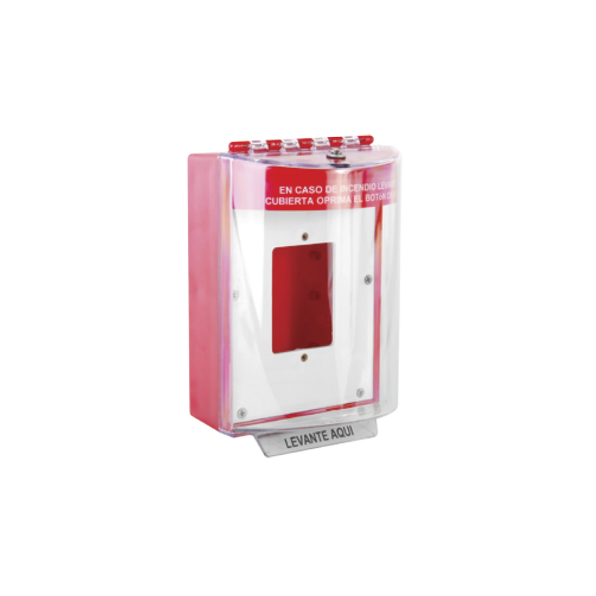 CUBIERTA UNIVERSAL CON ESPACIADOR Y PLACA DE MONTAJE, TEXTO DE INCENDIO EN ESPAÑOL-Dispositivos Convencionales-STI-Bsai Seguridad & Controles