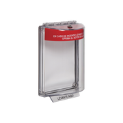 CUBIERTA UNIVERSAL TRANSPARENTE CON SIRENA, TEXTO DE INCENDIO EN ESPAÑOL-Dispositivos Convencionales-STI-Bsai Seguridad & Controles