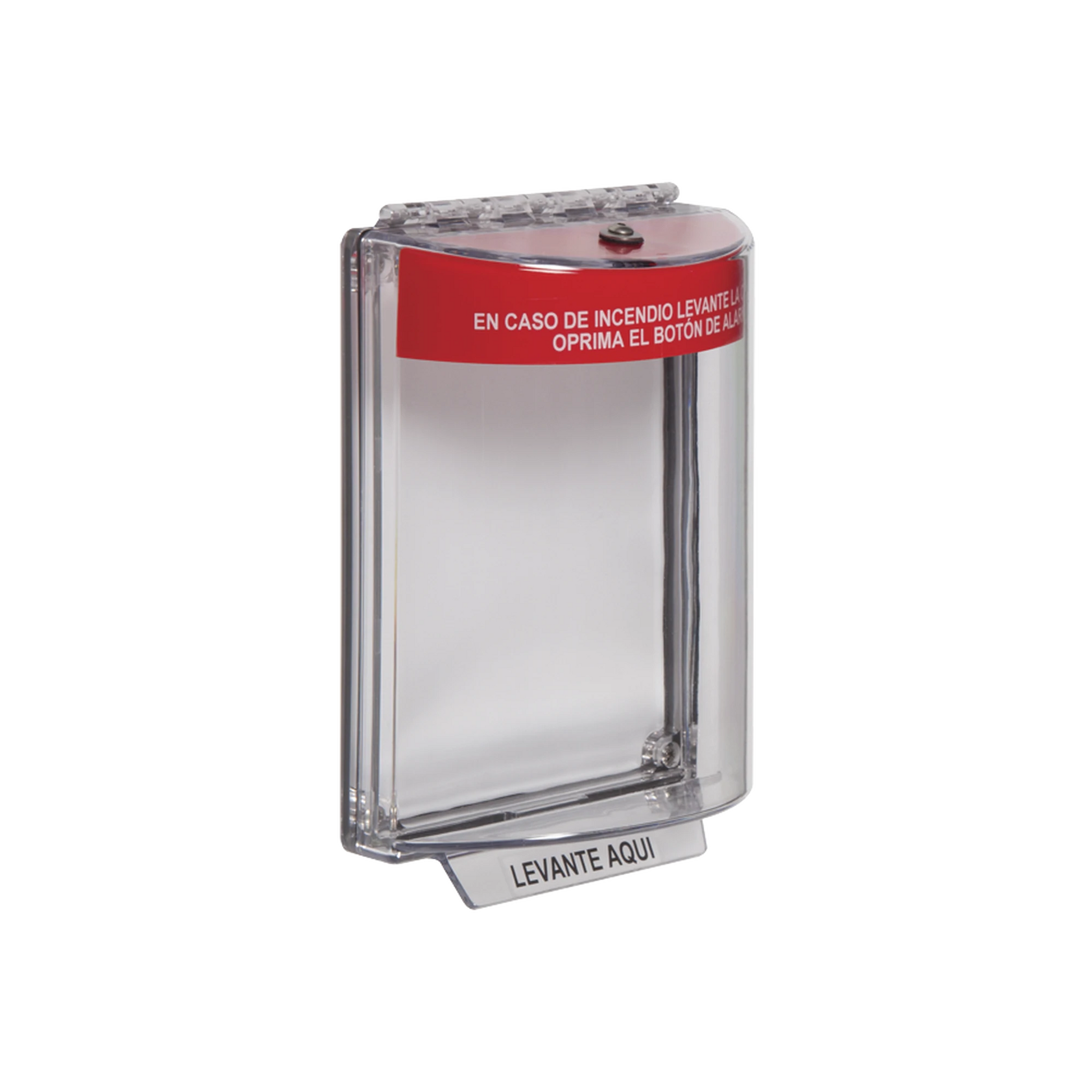 CUBIERTA UNIVERSAL TRANSPARENTE CON SIRENA, TEXTO DE INCENDIO EN ESPAÑOL-Dispositivos Convencionales-STI-Bsai Seguridad & Controles