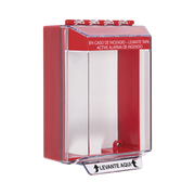 CUBIERTA UNIVERSAL TRANSPARENTE, DE BAJO PERFIL, CON ESPACIADOR Y TEXTO DE INCENDIO EN ESPAÑOL-Sirenas y Estrobos-STI-Bsai Seguridad & Controles