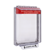 CUBIERTA UNIVERSAL TRANSPARENTE, DE BAJO PERFIL, TEXTO DE INCENDIO EN ESPAÑOL, NOTIFICACIÓN AUDIBLE Y VISIBLE-Sirenas y Estrobos-STI-Bsai Seguridad & Controles