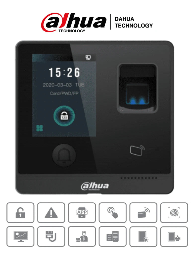 DAHUA ASI1212F-D - CONTROL DE ACCESO STANDALONE/ CONEXIÓN REMOTA P2P SMARTPSS / USO INTERIOR / 3000 HUELLAS/ 30,000 TARJETAS ID/ #LONUEVO-Huella-DAHUA-Bsai Seguridad & Controles