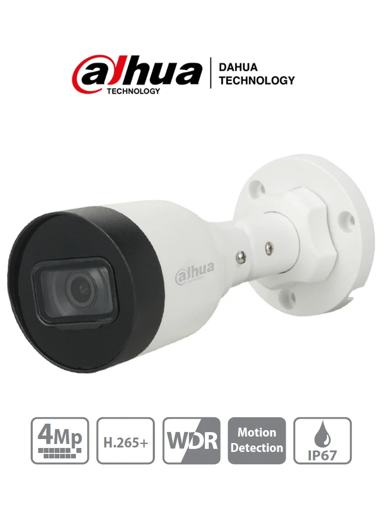 DAHUA DH-IPC-HFW1431S1-S4 - CÁMARA IP BULLET DE 4 MEGAPIXELES/ H.265+/ LENTE DE 2.8MM/ 93 GRADOS DE APERTURA/ IR DE 30 METROS/ 30 FPS/ WDR/ IP67/-Bullet-DAHUA-Bsai Seguridad & Controles