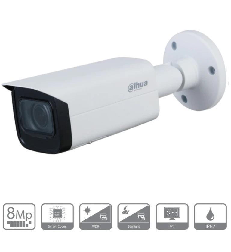 DAHUA DH-IPC-HFW2831T-ZS - CAMARA IP BULLET DE 8 MEGAPIXELES/ 4K/ LENTE MOT. DE 2.7 A 13.5MM/ IR DE 60 MTS/ H.265/ WDR/ IP67/ POE/ RANURA PARA MICROSD/-Bullet-DAHUA-Bsai Seguridad & Controles