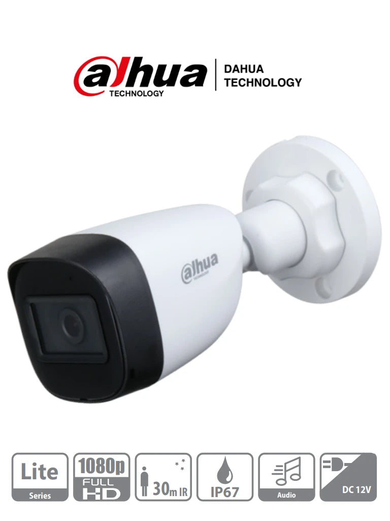 DAHUA HAC-HFW1200CN-A - CAMARA BULLET 1080P/ MICRÓFONO INTEGRADO/ LENTE DE 2.8MM/ 30 MTS DE IR/ IP67/ POLICARBONATO/ CVI/CVBS/AHD/TVI/ BLC/HLC/DWDR/-Bullet-DAHUA-Bsai Seguridad & Controles