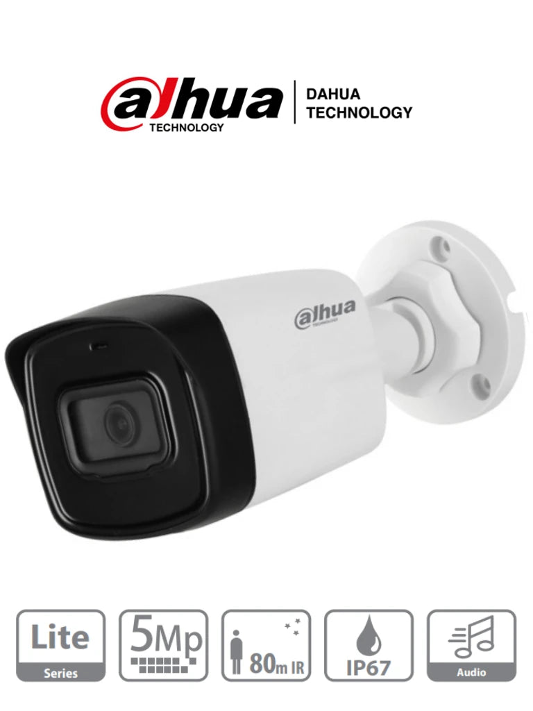 DAHUA HAC-HFW1500TL-A-28 - CAMARA BULLET DE 5 MEGAPIXELES/ MICROFONO INTEGRADO/ LENTE DE 2.8MM/ IR DE 80 MTS/ IP67/ STARLIGHT/ CVI/CVBS/AHD/TVI/ #LONUEVO-Bullet-DAHUA-Bsai Seguridad & Controles