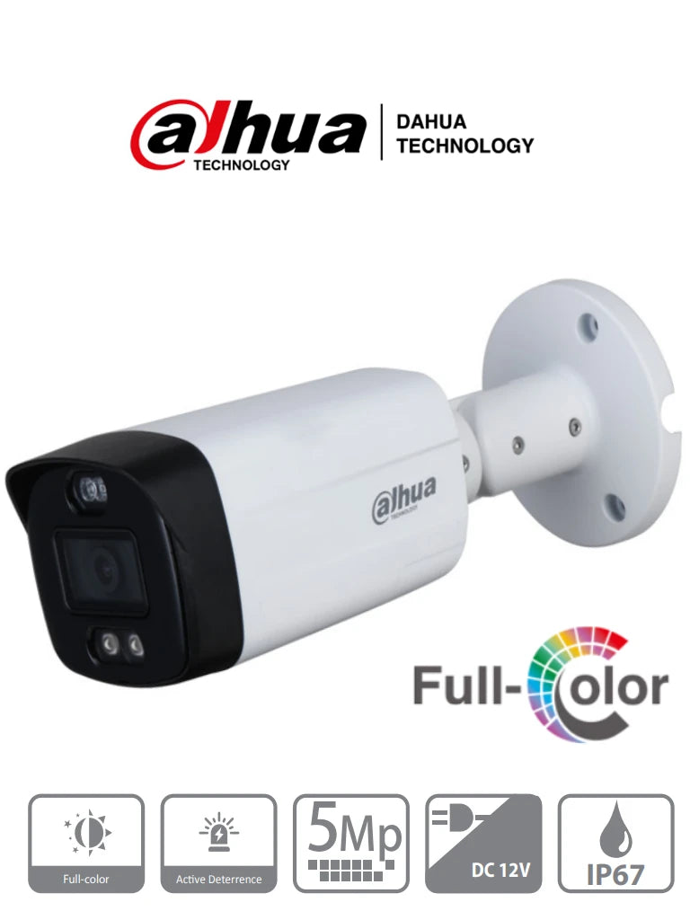 DAHUA HAC-ME1509TH-PV - CAMARA BULLET TIOC DE 5 MEGAPIXELES TIOC/FULLCOLOR/ DISUASION ACTIVA CON LUZ ROJA Y AZUL/ LENTE DE 3.6 MM/ LUZ DE 40 MTS/ 1 SALIDA DE ALARMA/ SOPORTA CVI/TVI/AHD/CVBS/ IP67/ #LONUEVO-Cámaras IP-DAHUA-Bsai Seguridad & Controles