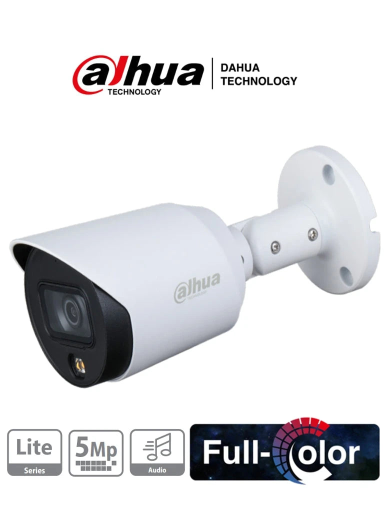 DAHUA HFW1509T-A-LED - CÁMARA BULLET FULL COLOR DE 5 MEGAPIXELES/ LENTE DE 3.6 MM/ MICRÓFONO INTEGRADO/ LEDS PARA 20 METROS/ STARLIGHT/ IP67/ #FULLCOLOR-Bullet-DAHUA-Bsai Seguridad & Controles