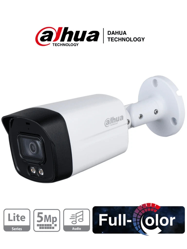DAHUA HFW1509TLM-A-LED - CAMARA BULLET FULL COLOR DE 5 MEGAPIXELES/ LENTE DE 3.6MM/ MICROFONO INTEGRADO/ LUZ BLANCA DE 40 MTS/ STARLIGHT/ IP67/ METAL+POLICARBONATO/ #FULLCOLOR-Cámaras IP-DAHUA-Bsai Seguridad & Controles