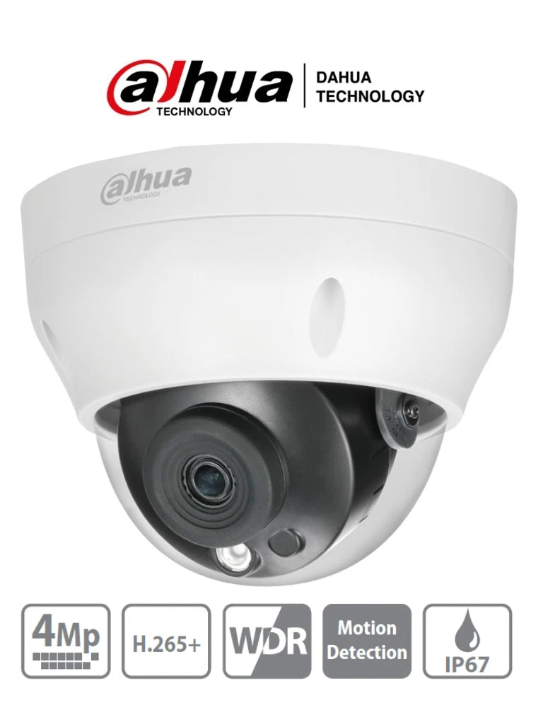 DAHUA IPC-HDPW1431R1-S4 - CAMARA IP DOMO DE 4 MEGAPIXELES/ LENTE DE 2.8MM/ IR DE 30 MTS/ H.265/ WDR REAL/ IP67/ POE/ 3D DNR/ HLC/-Domo-DAHUA-Bsai Seguridad & Controles