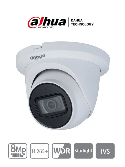 DAHUA IPC-HDW2831TM-AS-S2 - CÁMARA IP DOMO 8 DE MEGAPIXELES/ LENTE DE 2.8MM/ 105 GRADOS DE APERTURA/ IR PARA 30 MTS/ H.265/ MICROFONO INTEGRADO/WDR REAL/ IP67/ POE/ IVS/ RANURA PARA MICROSD-Domo-DAHUA-Bsai Seguridad & Controles