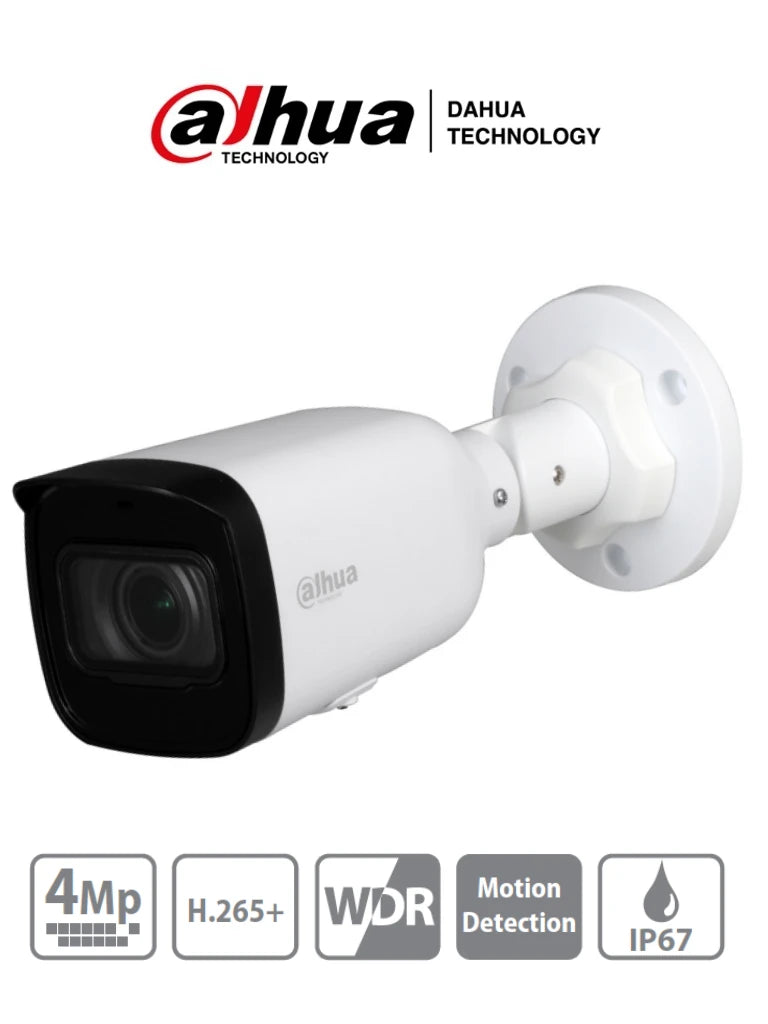 DAHUA IPC-HFW1431T1-ZS-S4 - CAMARA IP BULLET DE 4 MEGAPIXELES/ LENTE MOTORIZADO DE 2.8 A 12MM/ H.265/ IR DE 50 METROS/ WDR REAL, 3D DNR/ RANURA PARA MICROSD/ IP67/ POE-Bullet-DAHUA-Bsai Seguridad & Controles