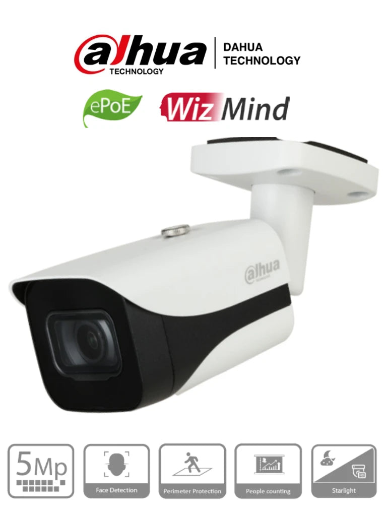 DAHUA IPC-HFW5541E-SE- CAMARA IP BULLET DE 5 MEGAPIXELES/ H.265+/ LENTE DE 2.8MM/ WDR REAL DE 120 DB/ IR DE 50 MTS/ EPOE/ RANURA PARA MICROSD/ IP67/ IVS / CAPTURA DE ROSTRO/ #PROYECTOS #DEMOEXPO-Cámaras IP-DAHUA-Bsai Seguridad & Controles