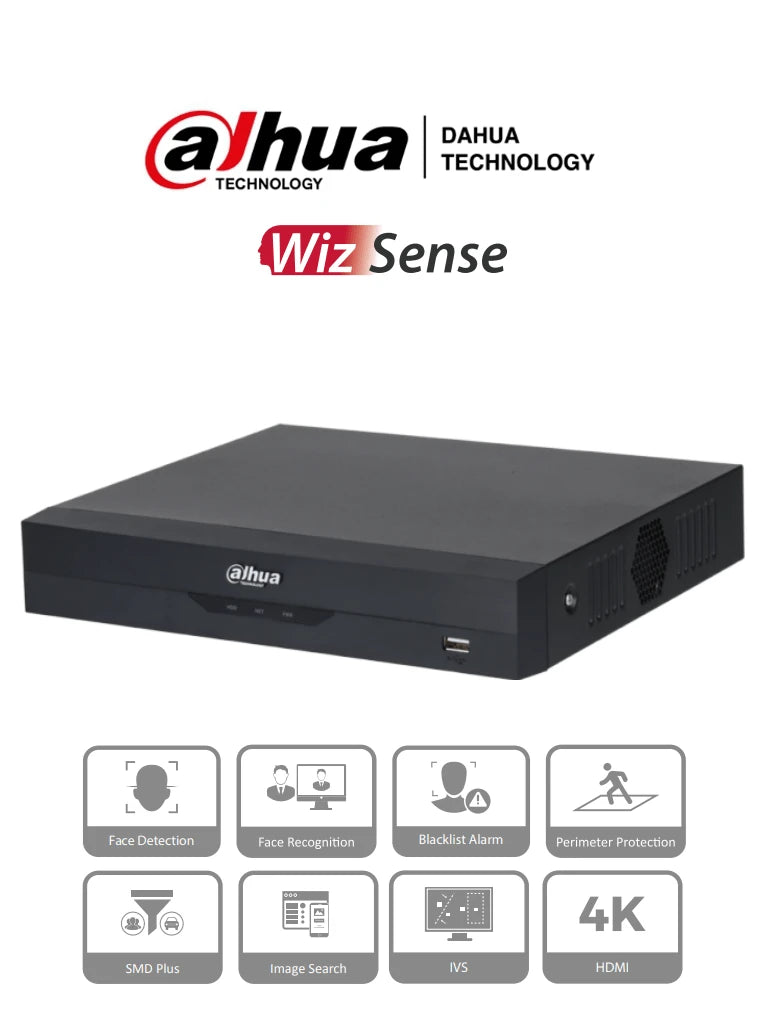 DAHUA NVR2104HS-P-I - NVR DE 4 CANALES IP/ WIZSENSE/ 4 PUERTOS POE/ H.265+/ 80 MBPS/ HDMI Y VGA/ 1 CANAL CON RECONOCIMIENTO FACIAL O 2 CANALES CON PROTECCIÓN PERIMETRAL O 4 CANALES CON SMD/ 1 SATA DE DE HASTA 8TB/-Nvrs-DAHUA-Bsai Seguridad & Controles