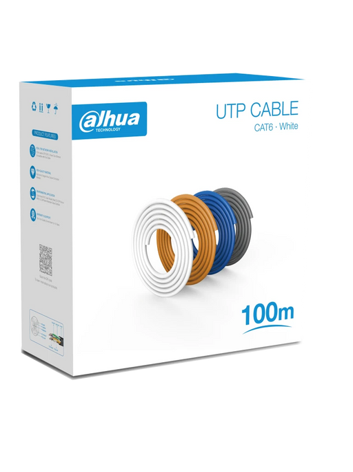 DAHUA PFM920I-6UN-C-100 - BOBINA DE 100 MTS DE CABLE UTP CAT6/ 100% COBRE/ COLOR BLANCO/ CUBIERTA RETARDANTE DE FLAMA CON CERTIFICACACIÓN ANSI/ UL CM/ IDEAL PARA VIDEO Y REDES/ #LONUEVO-Cable-DAHUA-Bsai Seguridad & Controles