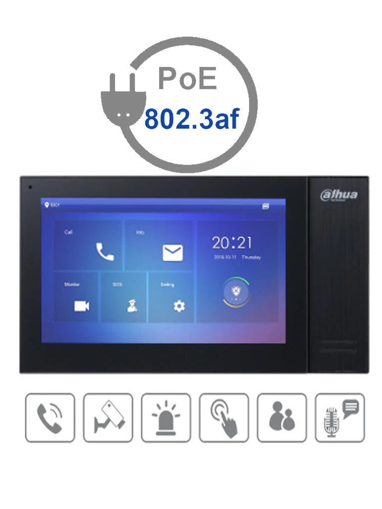 DAHUA VTH2421FBP- MONITOR IP TOUCH DE 7 PULGADAS / POE STANDAR / LLAMADA EN GRUPO / RANURA MICROSD / 6 ENTRADAS DE ALARMA/1 SALIDA ALARMA / HASTA 20 FRENTES DE CALLE #TOCTOC-Monitores-DAHUA-Bsai Seguridad & Controles