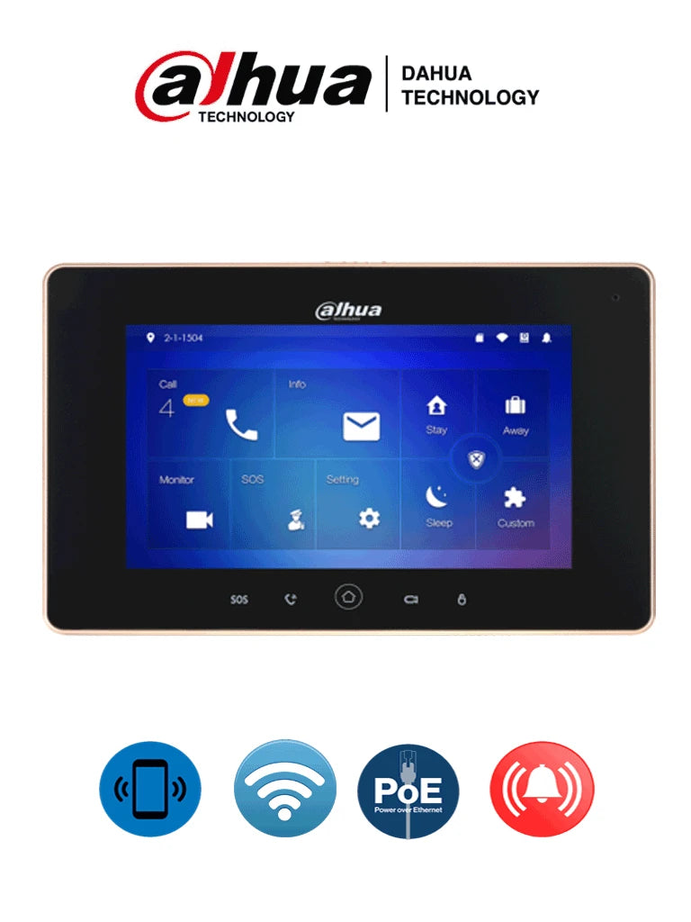 DAHUA VTH5221DS2 - MONITOR IP TOUCH DE 7 PULGADAS / CONEXION WIFI Y ETHERNET / POE 802.3AF / SOPORTA MICROSD HASTA 32GB / 32 CAMARAS IP / HASTA 20 FRENTES DE CALLE-Monitores-DAHUA-Bsai Seguridad & Controles