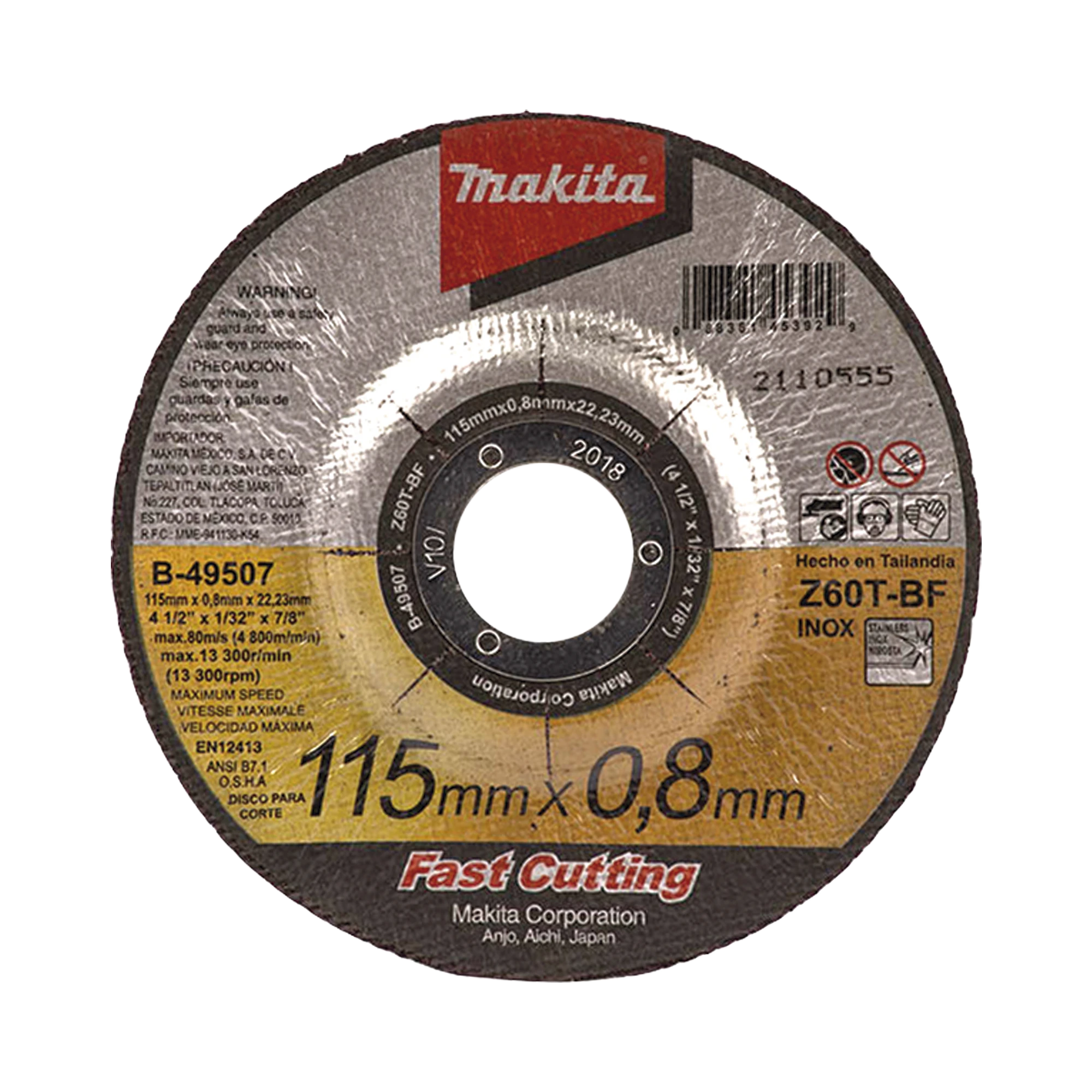 DISCO DE CORTE PARA ACERO INOXIDABLE DE DIÁMETRO: 4 1/2-Herramientas-MAKITA-Bsai Seguridad & Controles