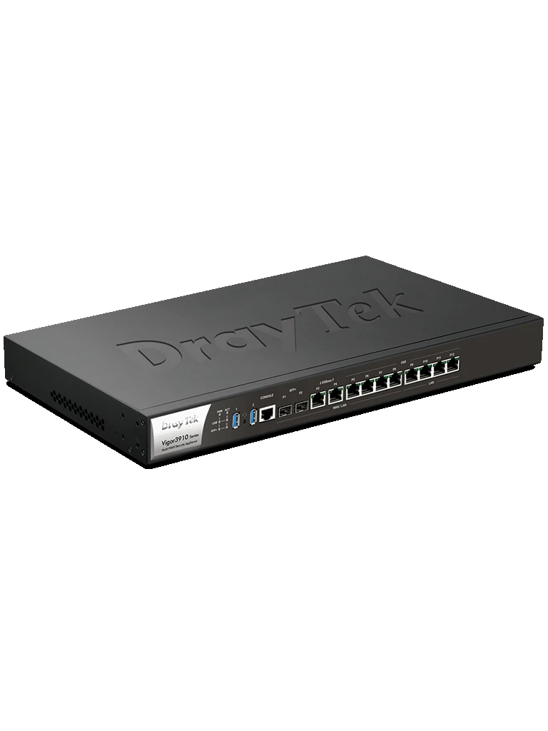 DRAYTEK VIGOR3910- RUTEADOR MULTI WAN/ 8 PUERTOS CONFIGURABLES LAN WAN/ 2 X SFP+ 10GIGABIT/ 2 X RJ45 2.5GIGABIT/ 4 X RJ45 1GIGABIT/ 4 PUERTOS LAN RJ45 GIGABIT/ 500 TÚNELES VPN/-Redes WiFi-DRAYTEK-Bsai Seguridad & Controles